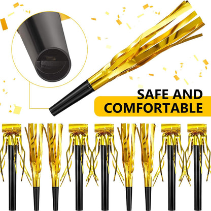 Skylety 48 Pcs Noise Makers Glitter Noise Makers Metallic Fringed Party Blowers Noisemakers Horns for Adults Birthday Graduation Sporting Events 2026 New Years Party Favor Supplies (Gold)