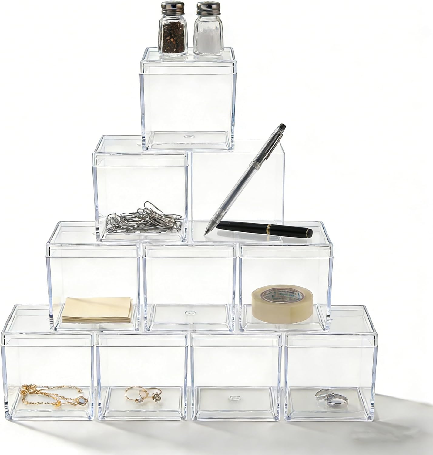 KissYou Acrylic Box Clear Boxes with Lid 12 Packs Small Candy Box Display Square Cube Wedding Graduation Party Decorations Jewlry Gift Box