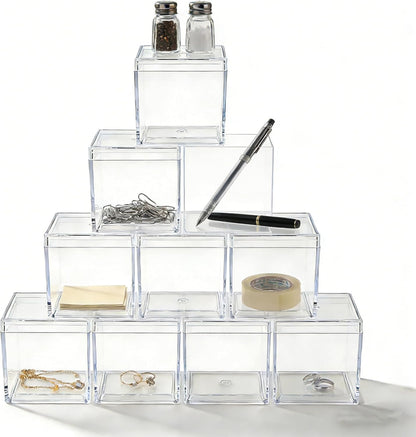 KissYou Acrylic Box Clear Boxes with Lid 12 Packs Small Candy Box Display Square Cube Wedding Graduation Party Decorations Jewlry Gift Box