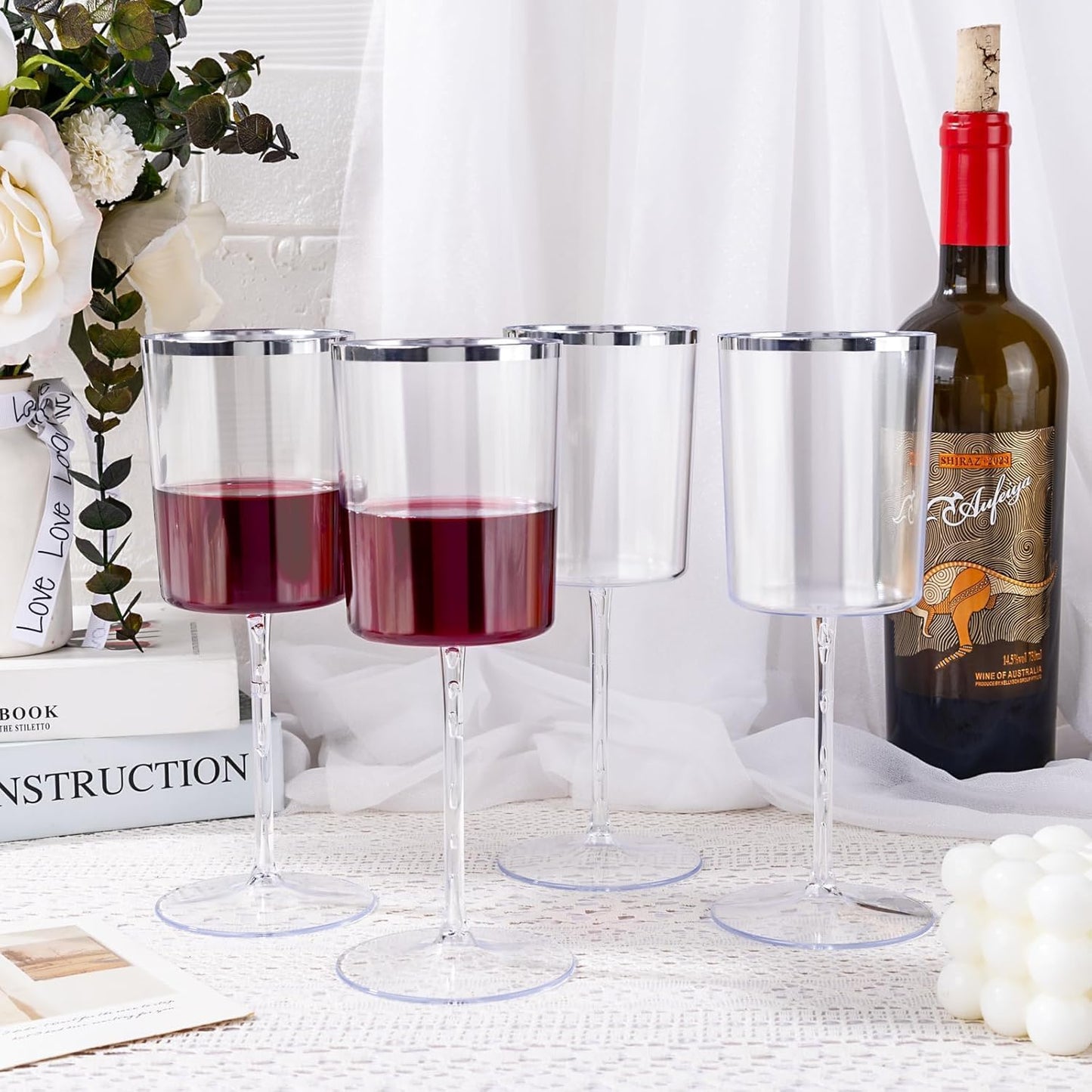 Ciaell 36 Pack Plastic Champagne Flutes - 6 Oz Disposable Champagne Glasses - Square Clear Plastic Toasting Glasses for Party Birthday Anniversary Wedding
