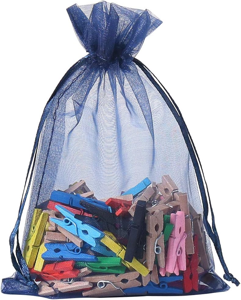 HRX Package 100pcs White Organza Bags, 4x6 inch Mesh Bags Drawstring Gift Bags Jewelry Pouches for Candy Wedding Favors Christmas