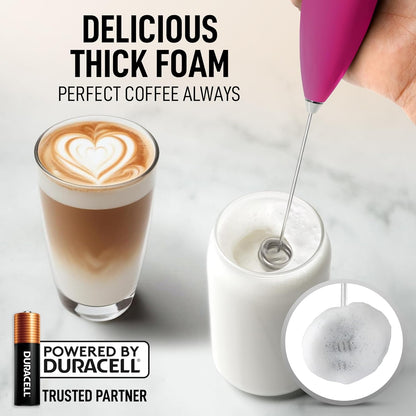 Zulay Kitchen Powerful Milk Frother Wand With Duracell Batteries - Ultra Fast Handheld Drink Mixer - Electric Whisk Foam Maker for Coffee, Lattes, Cappuccino & Matcha - Z1 Motor - Black - Colors C