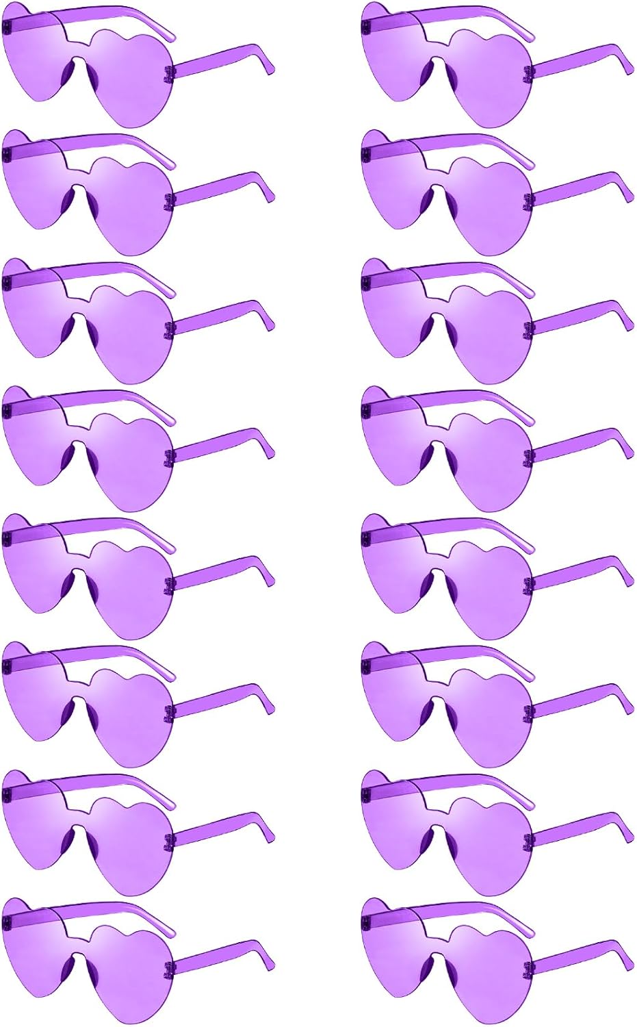 Matcheck 16 Heart Shaped Rimless Sunglasses Transparent Candy Colored Glasses Frameless Party Eyewear for Women