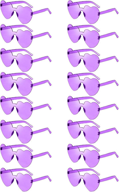 Matcheck 16 Heart Shaped Rimless Sunglasses Transparent Candy Colored Glasses Frameless Party Eyewear for Women