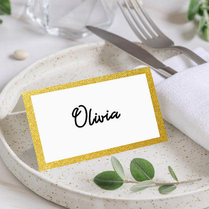 Gold Foil Place Cards for Table Setting, Printable Tent Cards for Food Buffet, Name Card for Wedding Banquet, Bridal Shower, Baby Shower, Birthday Party Decorations (25 Pack)-07