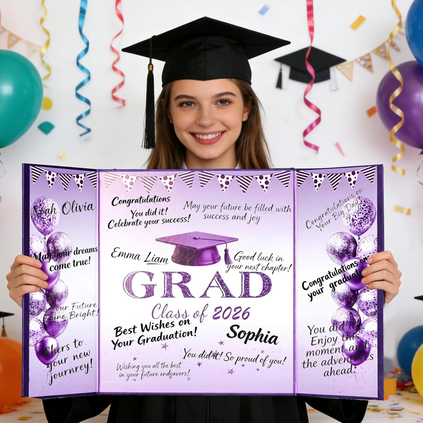 Green Graduation Party Decorations Class of 2026 - Extra Large 22" x 14" Graduation Guest Book to Sign Signature Board for Graduation Gifts Congrats Grad Party Favors Supplies Decor Keepsake