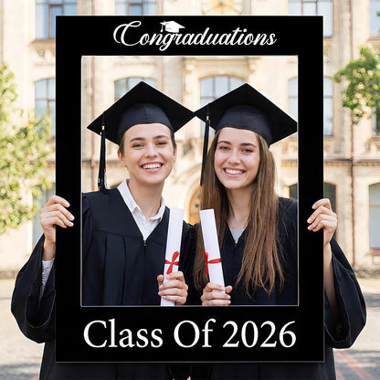 Wenqik Class of 2026 32 x 24 Inch Graduation Photo Booth Frame Props 2026 Graduation Picture Frame PVC Cutouts Grad Selfie Decorations for College Grad Party Supplies