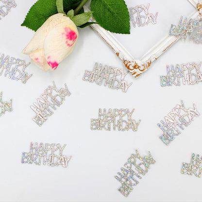 Pink Happy Birthday Confetti - Girl Birthday Party Decorations - Light Pink Glitter Scatters for Baby Girl Party Table Decor Supplies - 100PC