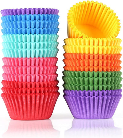 Gifbera Bright Rainbow Standard Cupcake Liners Solid Colorful Paper Baking Cups 400-Count
