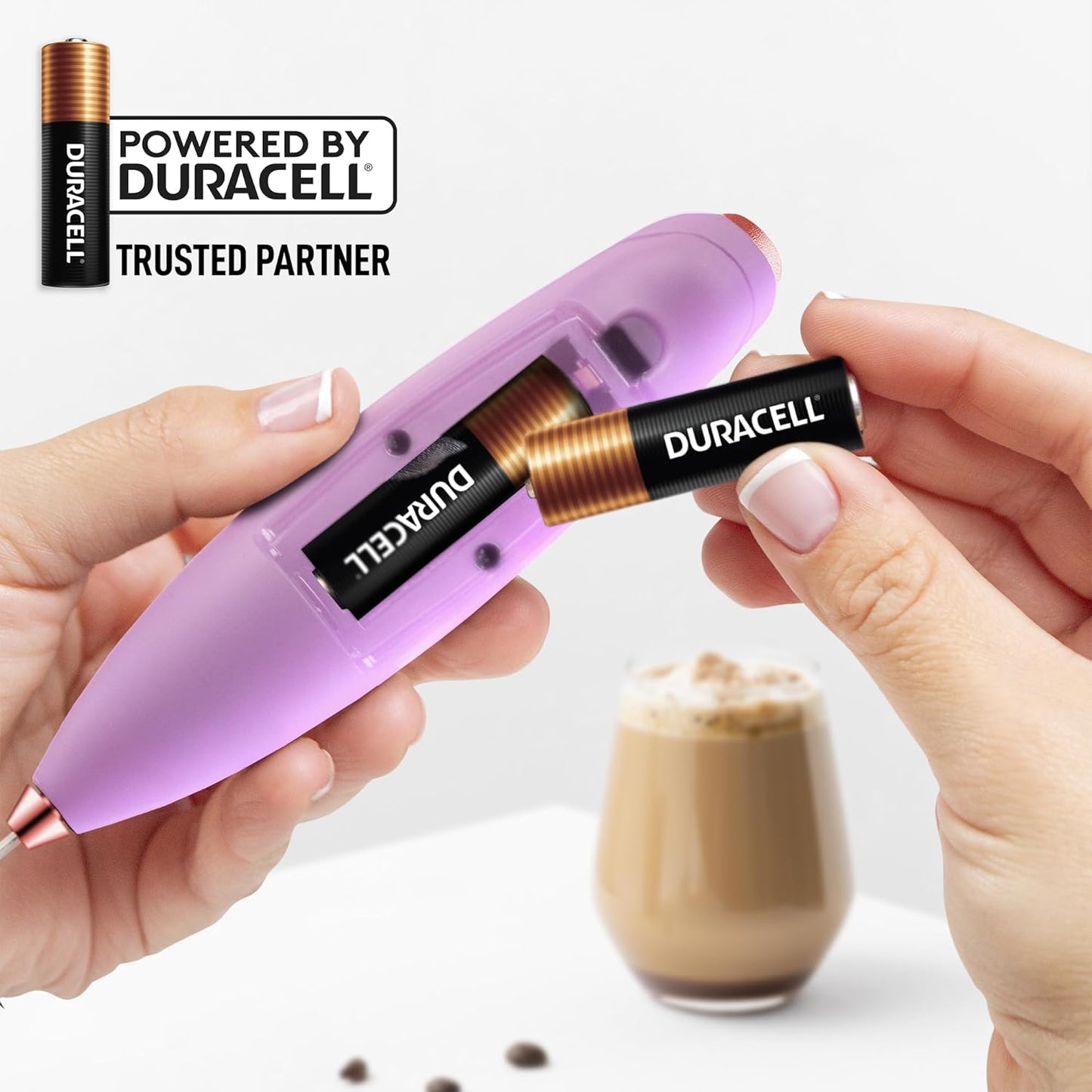 Zulay Kitchen Powerful Milk Frother Wand With Duracell Batteries - Ultra Fast Handheld Drink Mixer - Electric Whisk Foam Maker for Coffee, Lattes, Cappuccino & Matcha - Z1 Motor - Black - Colors B