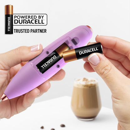 Zulay Kitchen Powerful Milk Frother Wand With Duracell Batteries - Ultra Fast Handheld Drink Mixer - Electric Whisk Foam Maker for Coffee, Lattes, Cappuccino & Matcha - Z1 Motor - Black - Colors B