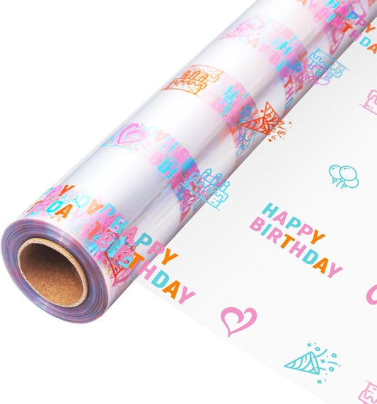 JOYIT 100 ft Clear Cellophane Wrap Roll (31.5 in x 100 ft) - 3 Mil Thicken Cellophane Roll,Cellophane Bags Large,Wrapping Paper for Flower Gift Baskets Wrap (31.5" fold into 16")