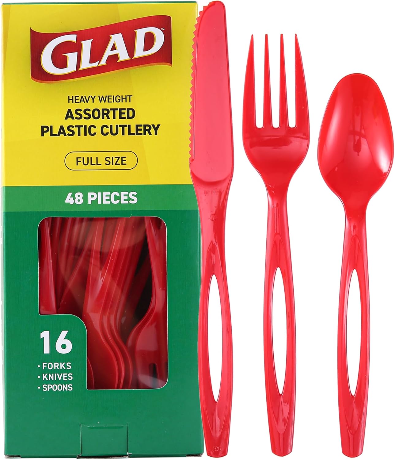 Glad Clear Disposable Cutlery Set with Heavy Duty Plastic Forks, Knives, and Spoons, Reusable Dishwasher Safe Plastic Utensils for Parties and Everyday Use, 240 Count