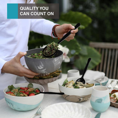 10" Black Plastic Serving Spoons for Buffet, Bulk 12 Count, Heavy Duty Disposable Spoon, Large Plastic Serving Utensils for Catering Supplies, Events, Party, Weddings & More - C&S Event Supply Co.