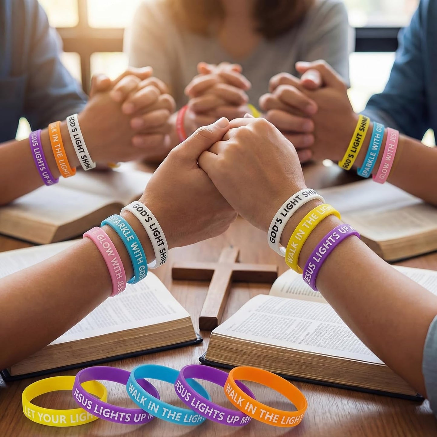 Tondiamo Vbs 2026 Rubber Wristbands Glow in the Dark Illumination Themed Bracelets Jesus Lights Bracelets Bulk Luminous Christian Gift for Vbs Party Church Supplies