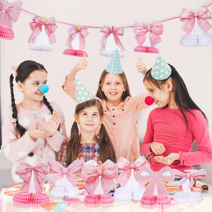 12 Pcs Pink Bow Party Honeycomb Centerpieces Pink Bow Table Centerpieces Coquette Theme Birthday Decorations Bow Party Decorations for Birthday Bachelorette Wedding Mothers Day Party Supplies