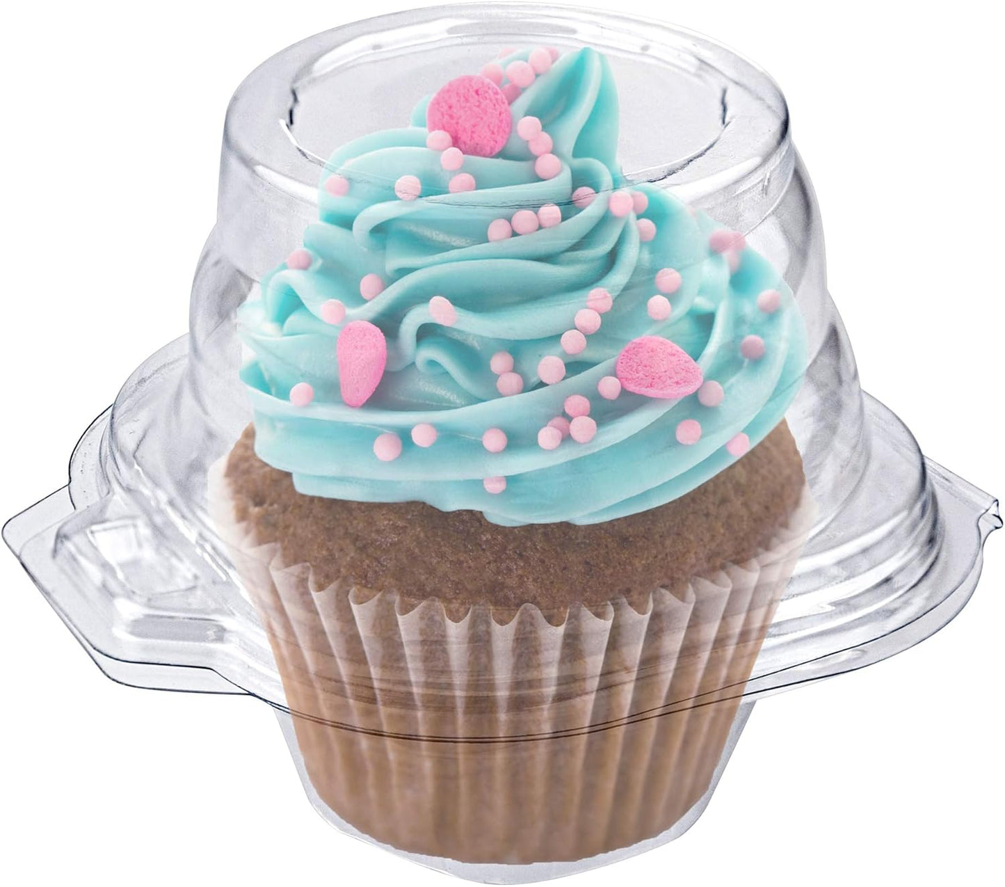 Stock Your Home Individual Cupcake Containers, 50 Pack, Cupcake Holder with Lid, Plastic Single Cupcake Container, Muffin Container, Stackable, BPA Free