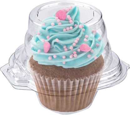 Stock Your Home Individual Cupcake Containers, 50 Pack, Cupcake Holder with Lid, Plastic Single Cupcake Container, Muffin Container, Stackable, BPA Free