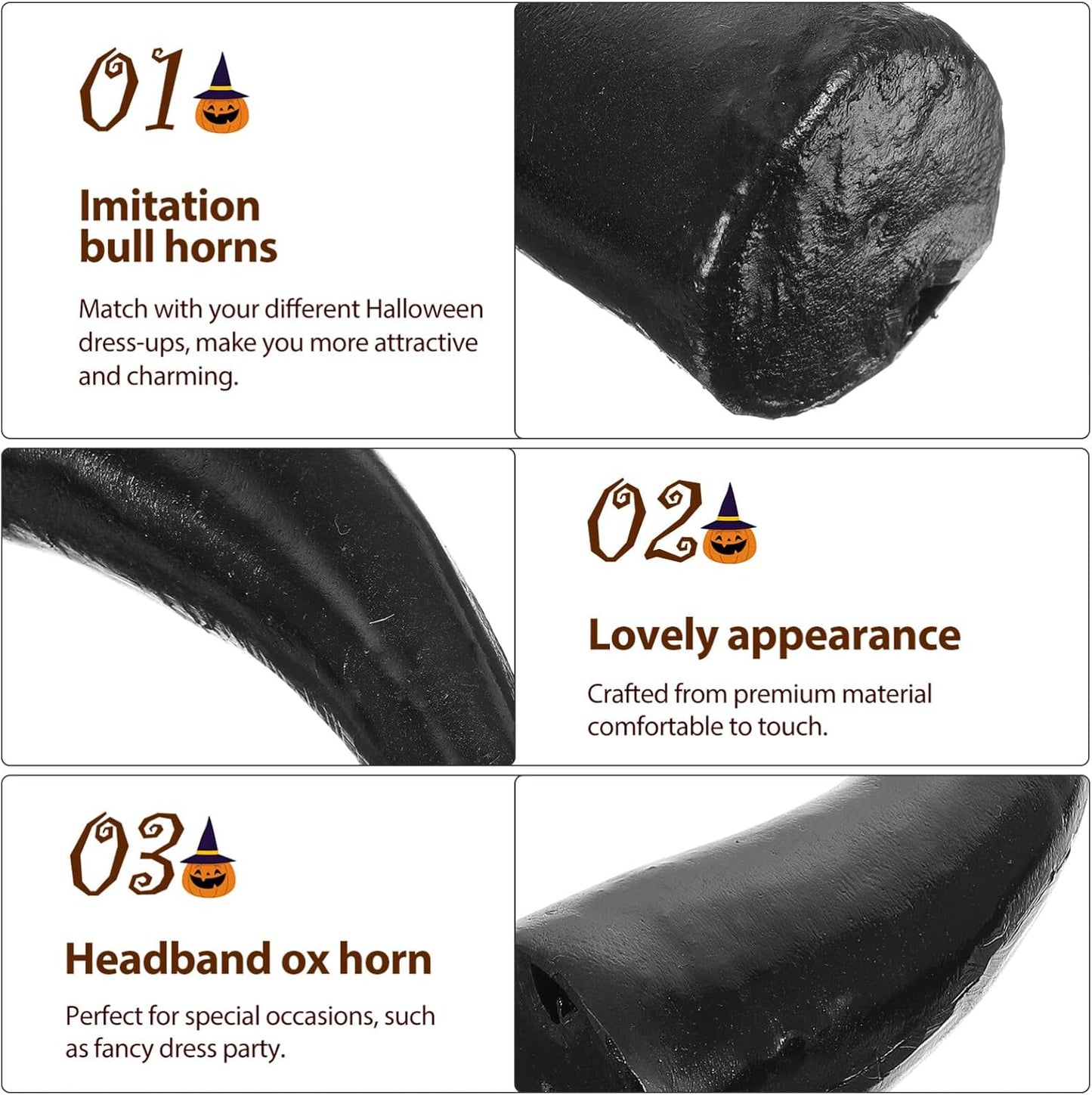 Garneck 2 Pairs Imitation Horns 4.7'' Horns Headband DIY Devil Cosplay for Masquerade Party Decoration