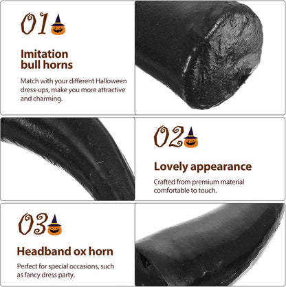 Garneck 2 Pairs Imitation Horns 4.7'' Horns Headband DIY Devil Cosplay for Masquerade Party Decoration