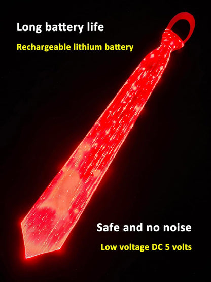 LED Neck Ties for Men Party Fiber Optic Light Up Necktie Bar Rave Funny Glow Clothes Accessories for Adults Women