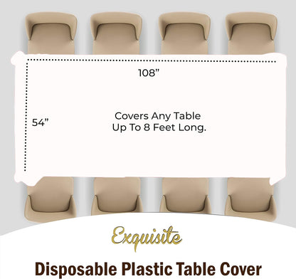 12-Pack Premium Plastic Tablecloth 54in. x 108in. Rectangle Table Cover - Dark Blue - Colors A