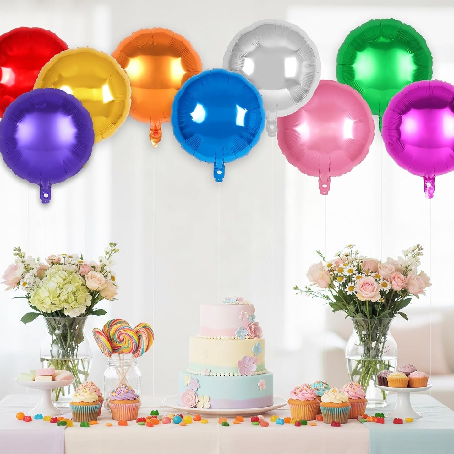 20 Pcs Black Round Shaped Balloons,18 Inch Round Foil Balloon,Giant Round Mylar Balloon Helium Balloons for Birthday Party Baby Shower Wedding Decorations (Black)