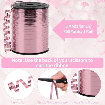 woric 600 Yards Light Pink Curling Ribbon 1/5 Inch Balloon String Ribbon Thin Crafts Ribbons for Mothers Day Graduation Wedding Decor Birthday Party Florist Flowers Gift Wrapping