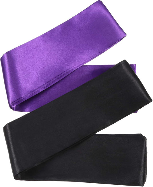 Hestya 2 Pack Sleeping Mask Satin Eye Mask (Black Red) Blindfold, 150 cm