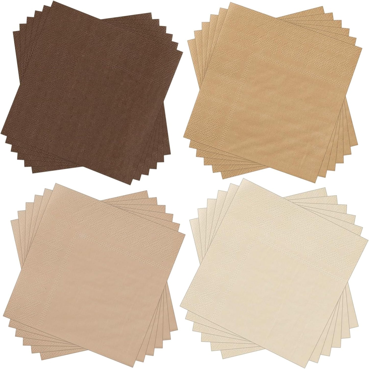 Layhit 100 Pcs Cocktail Napkins Disposable Beverage Napkins Square Paper Dessert Tissue for Wedding Birthday Celebration Party Supplies(Brown Series,5 x 5 Inch)