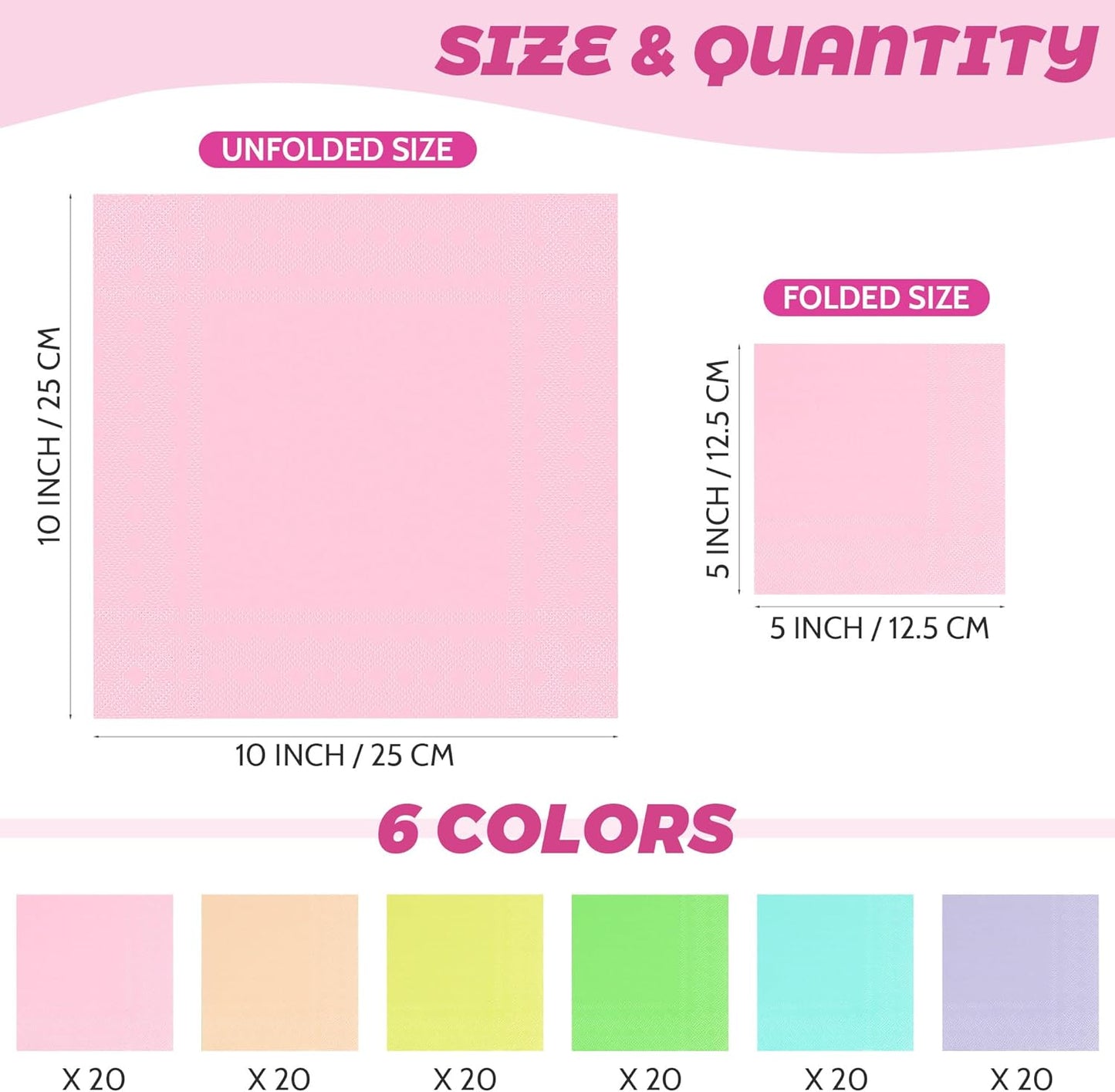 Resinta 120 Pieces Cocktail Napkin Neon Napkins Beverage Luncheon Paper Napkins 2 Ply for Party Favors, 6 Colors
