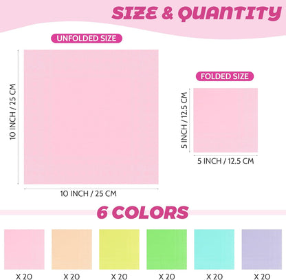Resinta 120 Pieces Cocktail Napkin Neon Napkins Beverage Luncheon Paper Napkins 2 Ply for Party Favors, 6 Colors