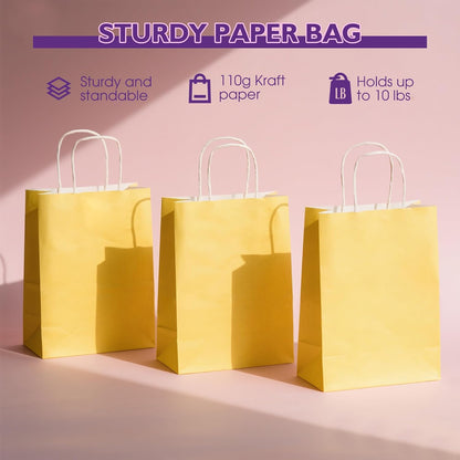 32 Pack Paper Gift Bags with Handles, 5.8"×3.2"×8.25" Party Favor Bags, Gift Bags, Small Gift Bags with Handles, Party Bags, Small Goodie Bags Bulk for Birthday, Crafts, Wedding, Party Supplies (8 Colors)