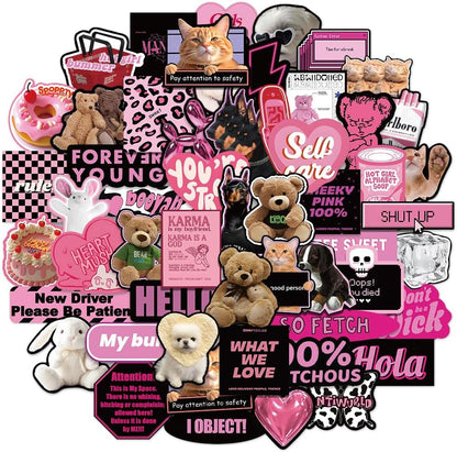 QTL Neon Stickers for Teens & Students Prizes, Waterproof Vinyl Party Favor Stickers, School Rewards, Water Bottle and Laptop, 50PCS - Colors B