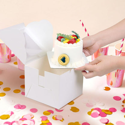 20Pcs 8 Inch Cake Boxes with Window, 8x8x5 Inches Brown Bakery Boxes, Cake Carrier Container for Pastries, Pie, Cookies, Chocolates, Cupcakes, Birthday Party, Wedding