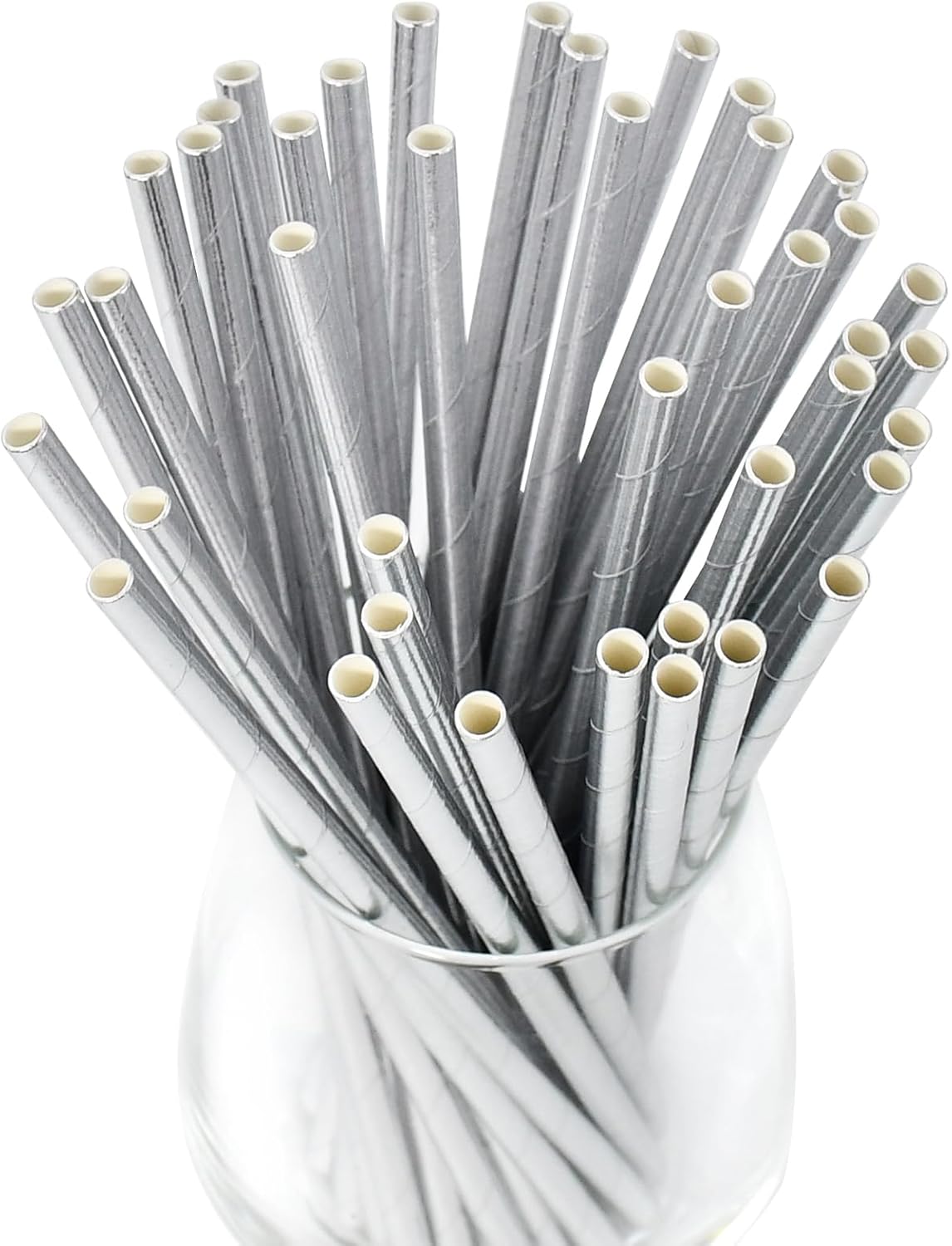 Disposable Paper Straws Solid Green - 7.75'' x 0.24'', 100 Counts - for Drinking, Beverage, Juice, Soda, Bar Supplies