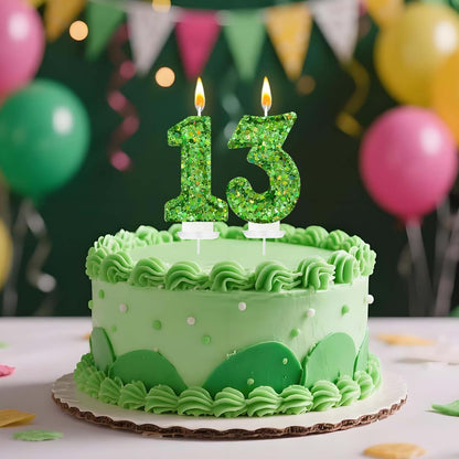 Birthday Number Candles, Glitter Number Candle Cake Decorations with Sequins, Cupcake Decorations for Girls, Women, Party Anniversary Celebrations (Number 6, Purple)