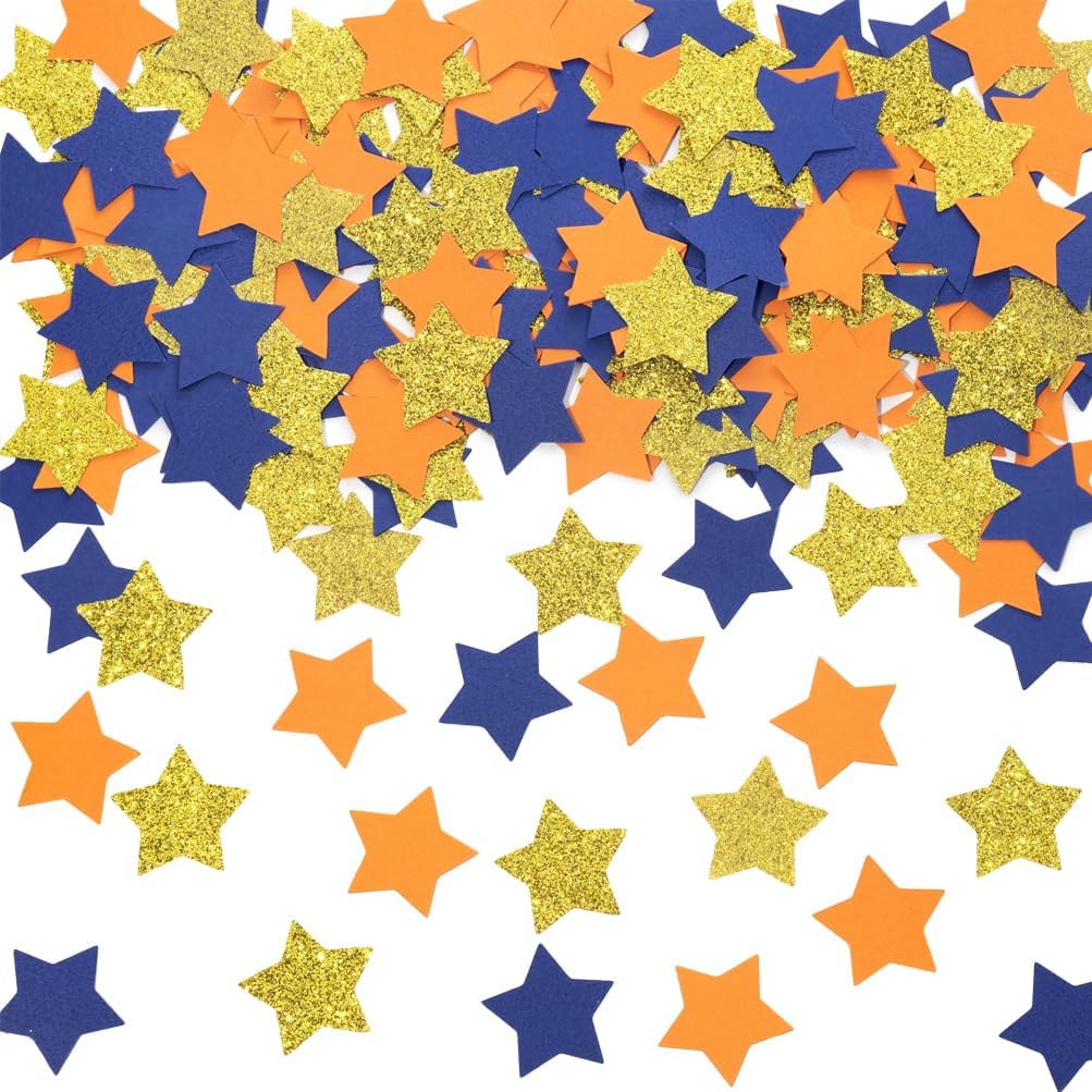 MOWO Glitter Five Stars Confetti Wedding Party Decor and Table Decor, 1.2’’ in Diameter (Glitter Gold,200pc)