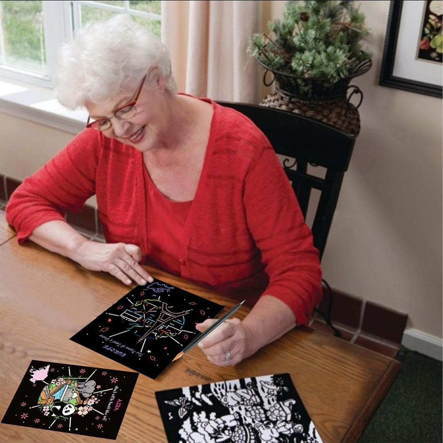 Scratch Art Bookmarks Kit, 24 Sheet Paper with Scratching Tools for DIY Party Favors, Christmas Stocking Stuffers