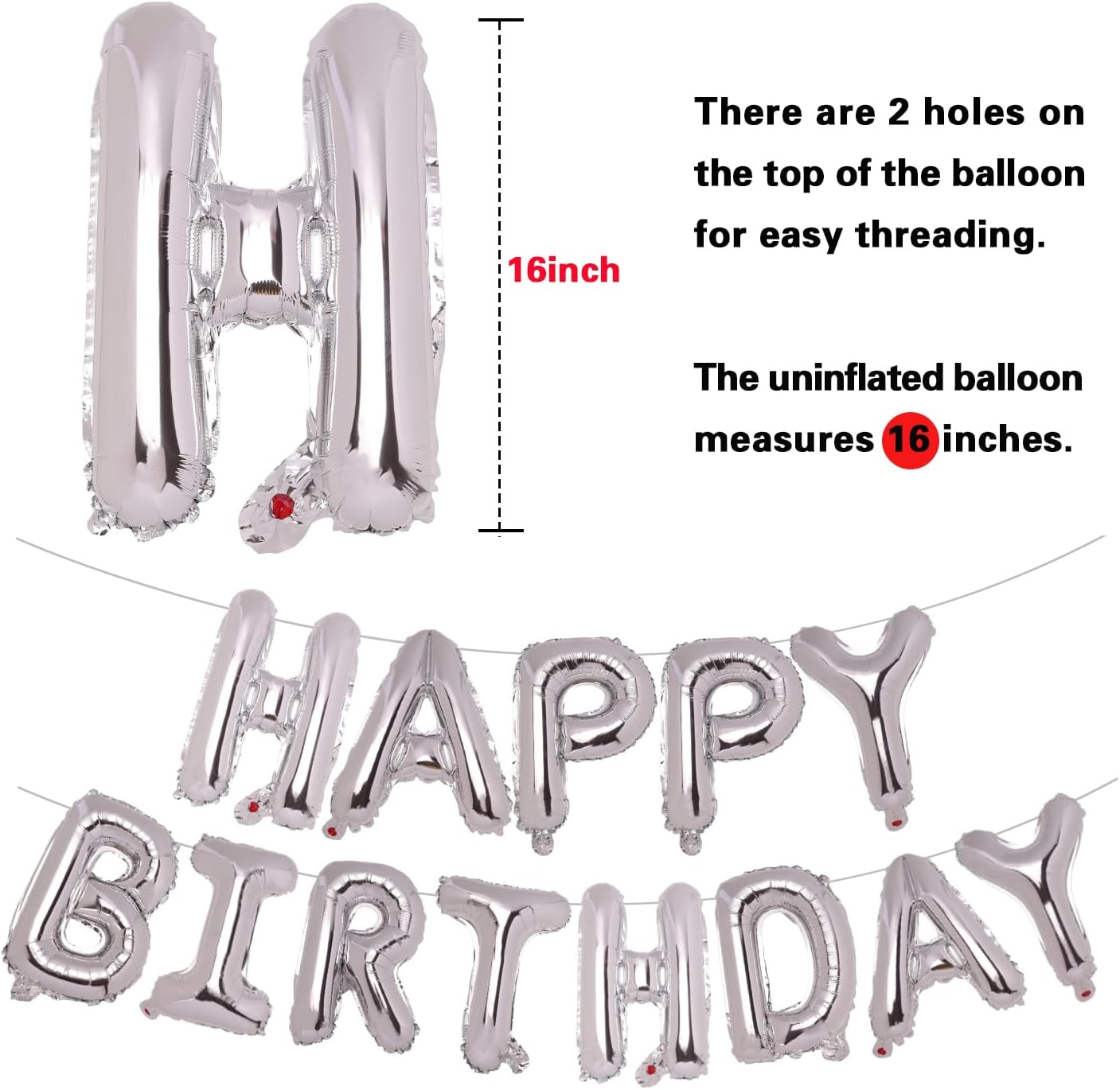 PIGETALE Happy Birthday Banner, 16 Inch Mylar Foil Letters Sign Bunting Happy Birthday Balloon Letters Balloons Reusable Ecofriendly Material for Girls Boys Kids Women Men (Hot Pink)