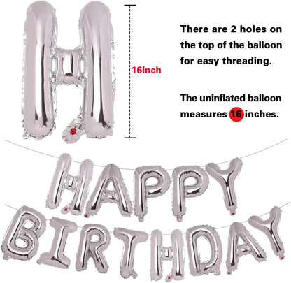 PIGETALE Happy Birthday Banner, 16 Inch Mylar Foil Letters Sign Bunting Happy Birthday Balloon Letters Balloons Reusable Ecofriendly Material for Girls Boys Kids Women Men (Hot Pink)