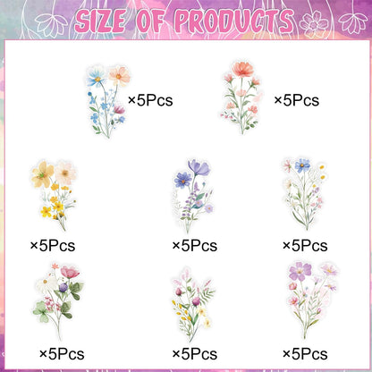 Rngmsi Flower Birthday Cupcake Toppers Decorations, 40PCS Wildflower Baby in Bloom Baby Shower Cake Decorations for Girls Women, Garden Floral Fairy Party Decor