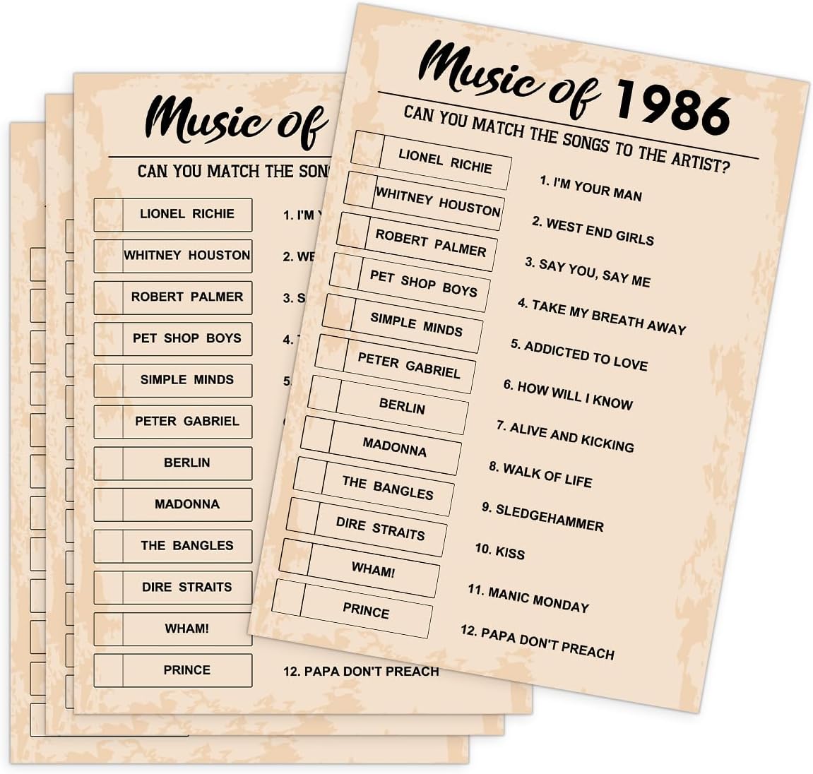QUPT 40th Birthday Party Games, Movies in 1986 Games, Birthday Party Supplies for Adults, Fun 1986s Party Game，Pack of 30 Cards