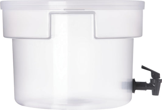 Carlisle FoodService Products Round Beverage Dispenser Drink Dispenser with Spigot for Catering, Plastic, 5 Gallons, White