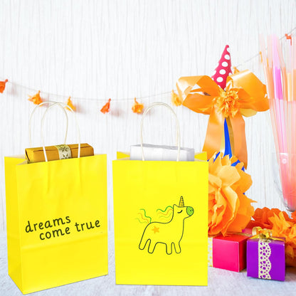 BLEWINDZ 32 Pieces Gift Bags with 32 Tissues, 8 Colors Party Favor Bags with Handles, Rainbow Gift Bag for Wedding, Birthday, Party Supplies and Gifts