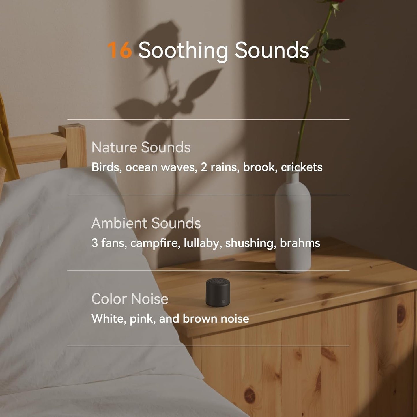 Dreamegg Portable Travel White Noise Machine for Sleep, Features Powerful Battery, Egg-Sized, 16 Nature Sounds, Timer, for Baby Adults Office Privacy Home Gift, Cream