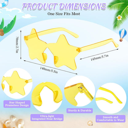 Wholesale 50 Pack Rimless Star Sunglasses Bulk, Fun Colorful Star Party Glasses for Women Men