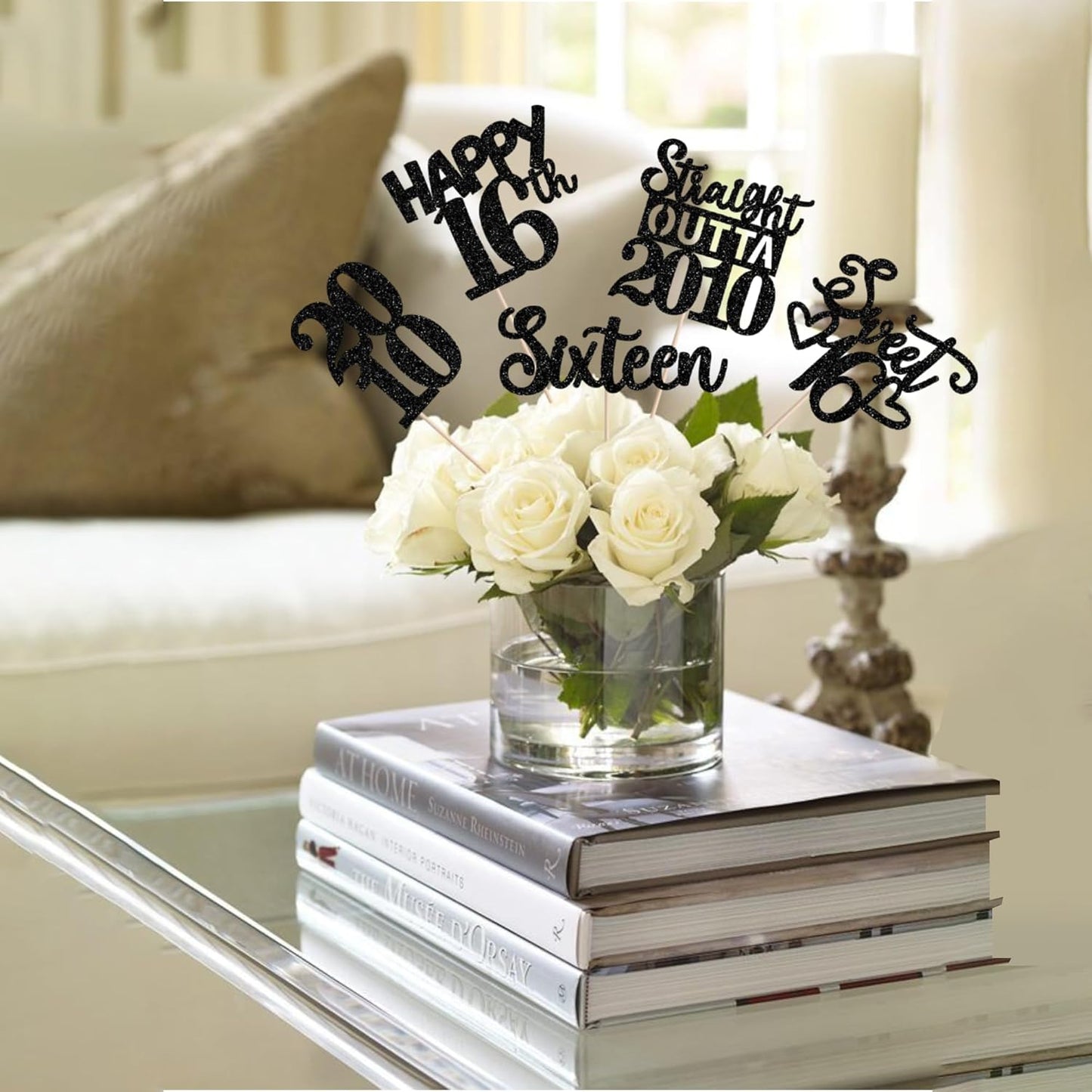 15 PCS 50th Birthday Centerpiece Sticks Fifty Happy 50th Straight Outta 1976 Table Flower Centerpieces Sticks Cheers to 50 Floral Decorations for 50th Birthday Party Centerpieces Supplies Black