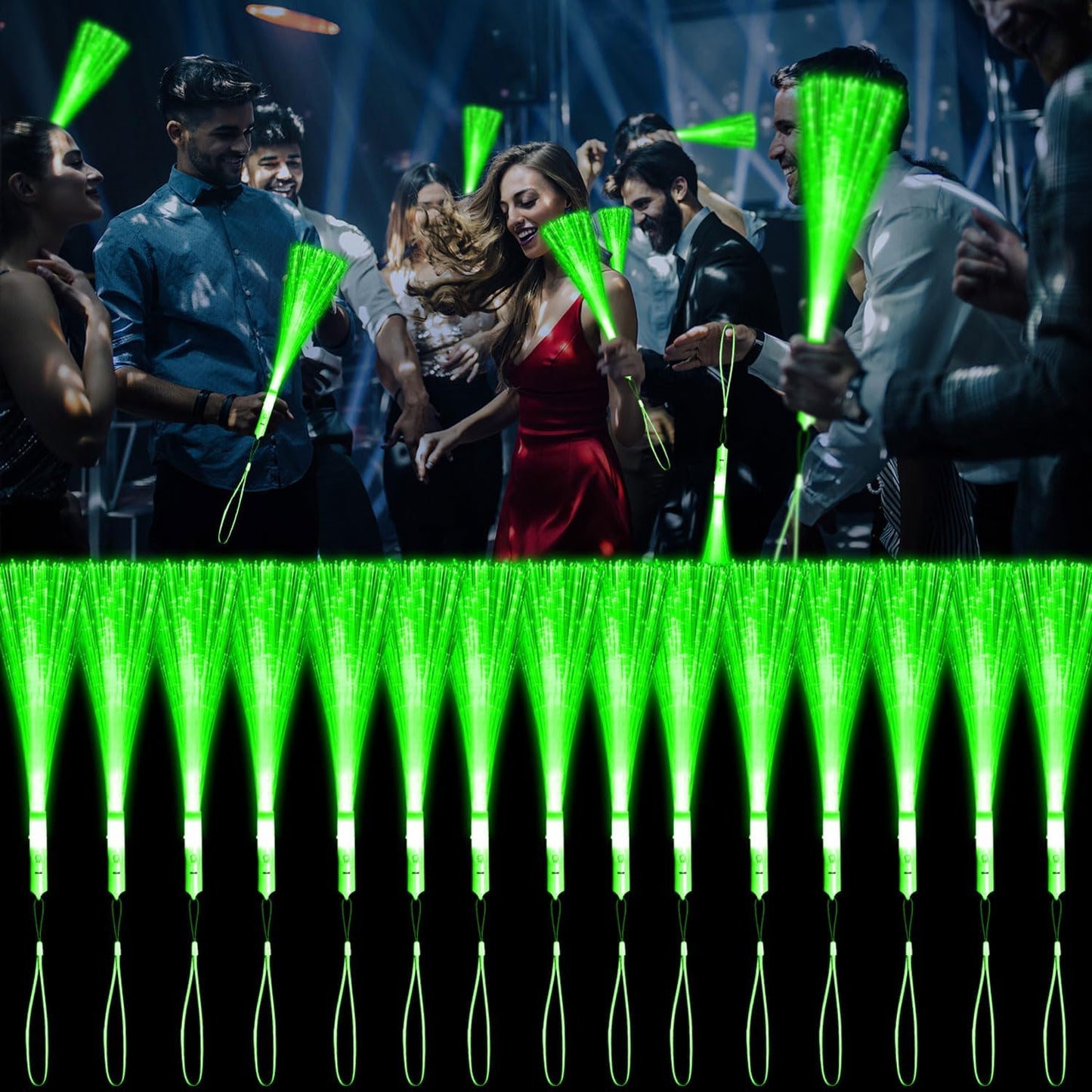 30 Pack Blue Fiber Optic Wands Glow Fiber Wands Bulk LED Light Up Wands with 3 Flashing Modes LED Flashing Sticks for July 4th Halloween Christmas Wedding Birthday Carnival Bachelor Party