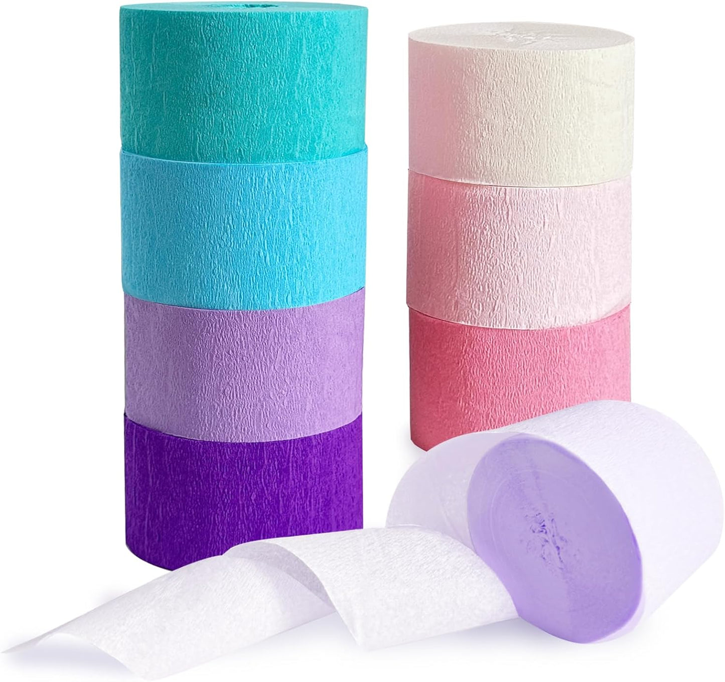 Blue Crepe Paper Streamers 8 Rolls 656 ft Crepe Paper Decorations for Birthday Party, Baby Shower or Reunion (Blue Gradient)